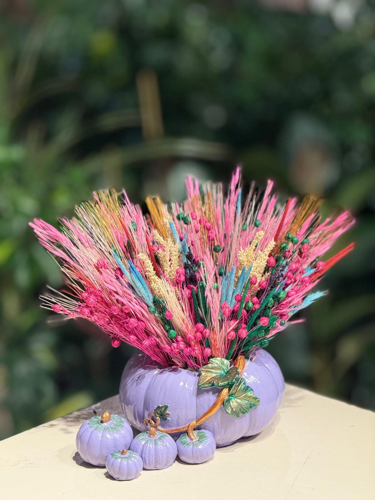 Mor Kabak Seramik Kuru Çiçek