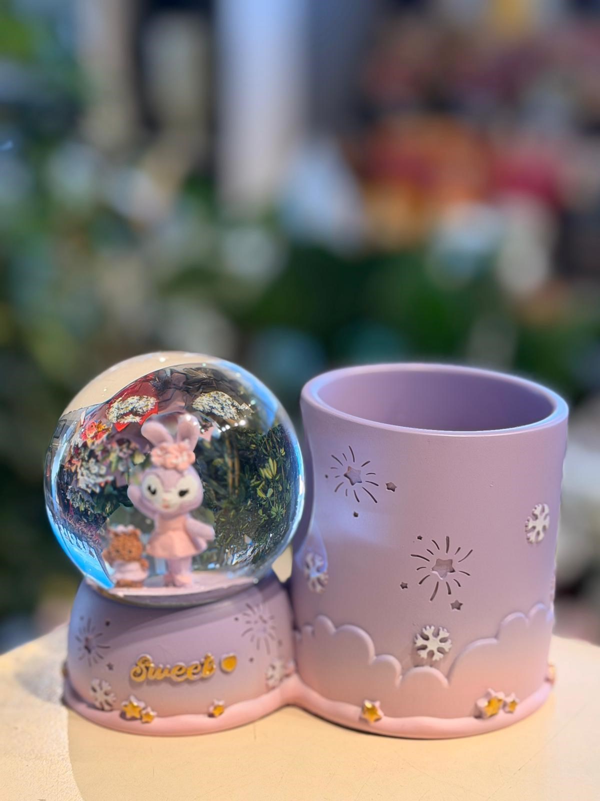 Mor Sweet Yazılı Kalemlikli Kar Küresi
