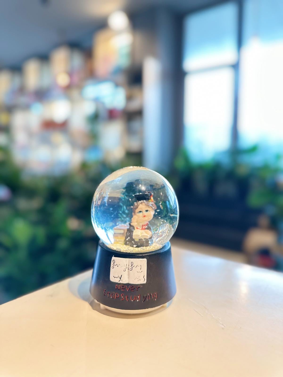 Orta Boy Motorlu Işıklı Öğrenci Temalı Kar Küresi