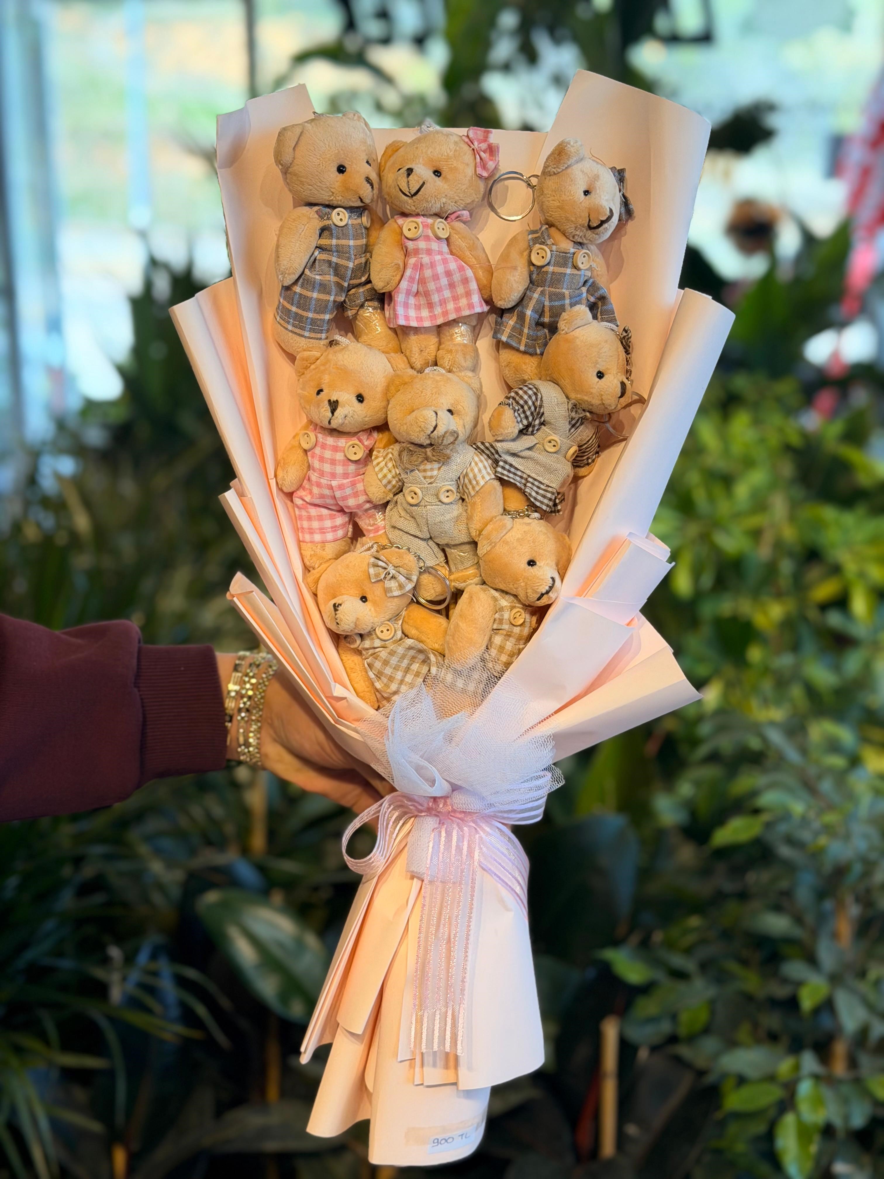 Peluş Ayıcık Buketi Açık Pembe Paket