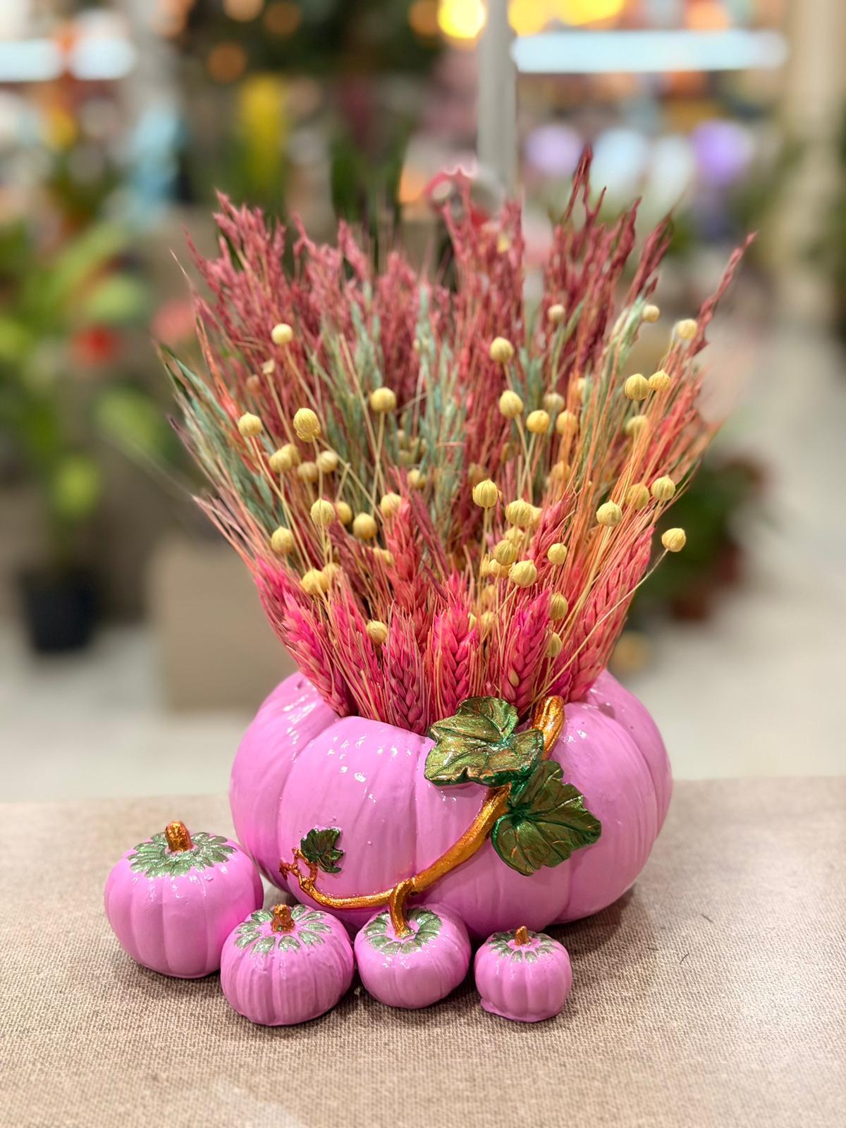 Pembe Kabak Seramik Kuru Çiçek