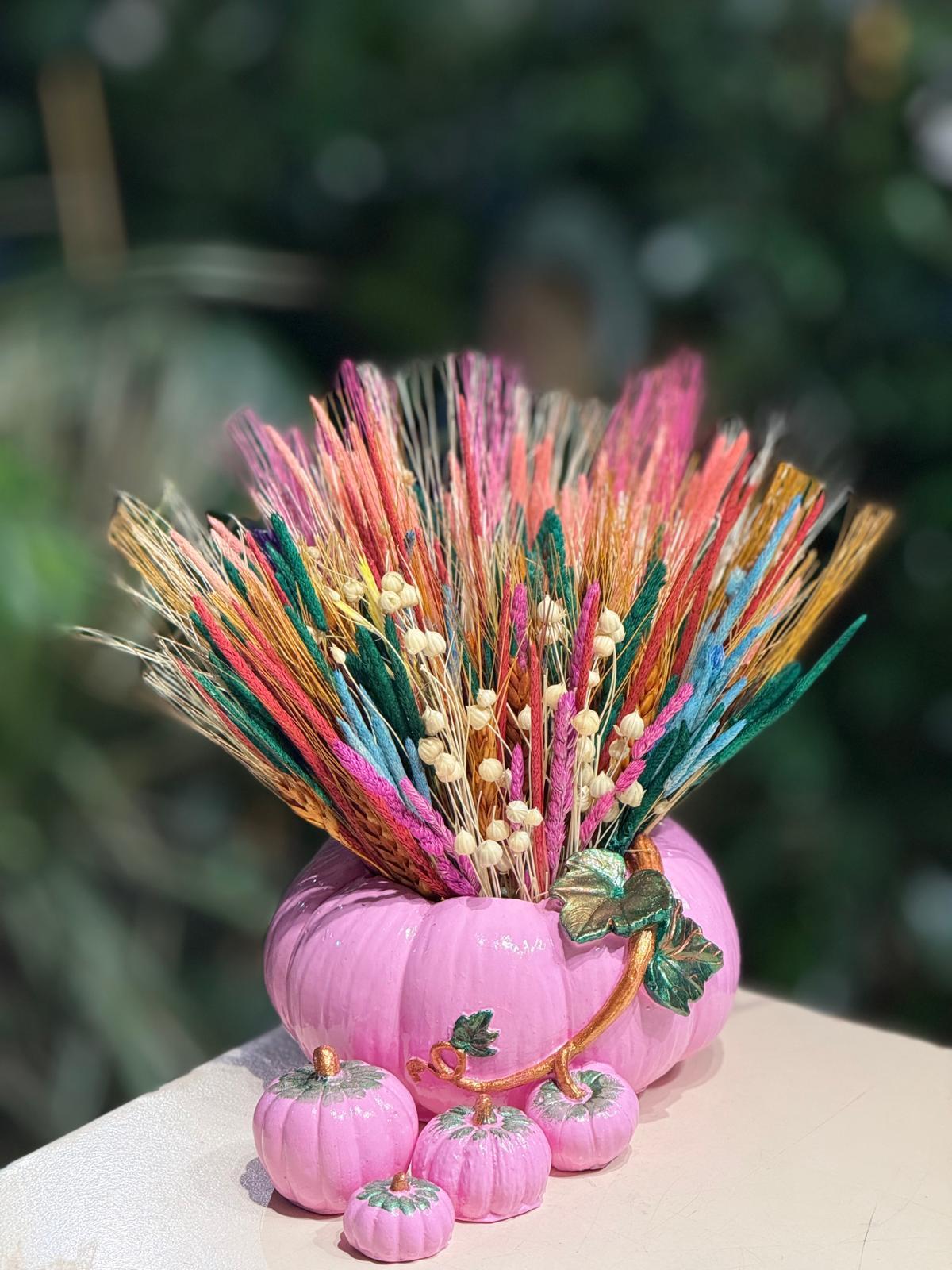 Pembe Kabak Seramik Kuru Çiçek