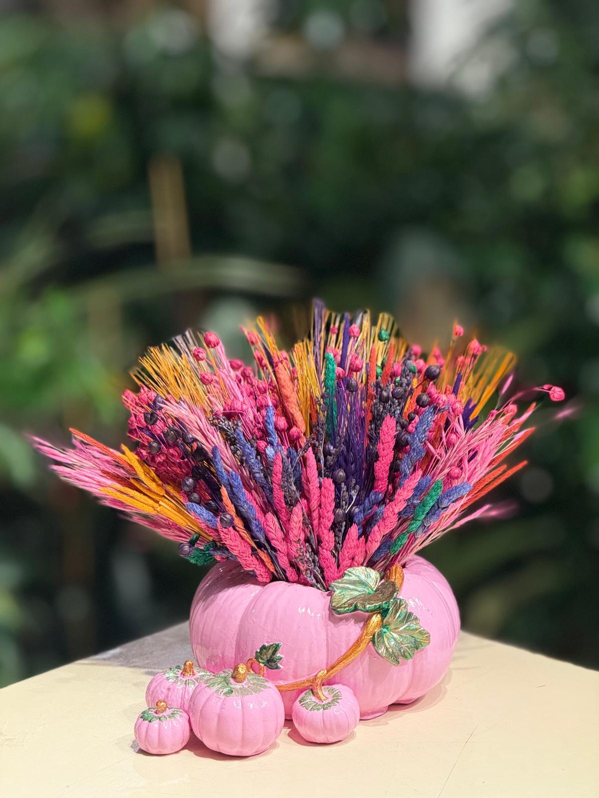 Pembe Kabak Seramik Kuru Çiçek