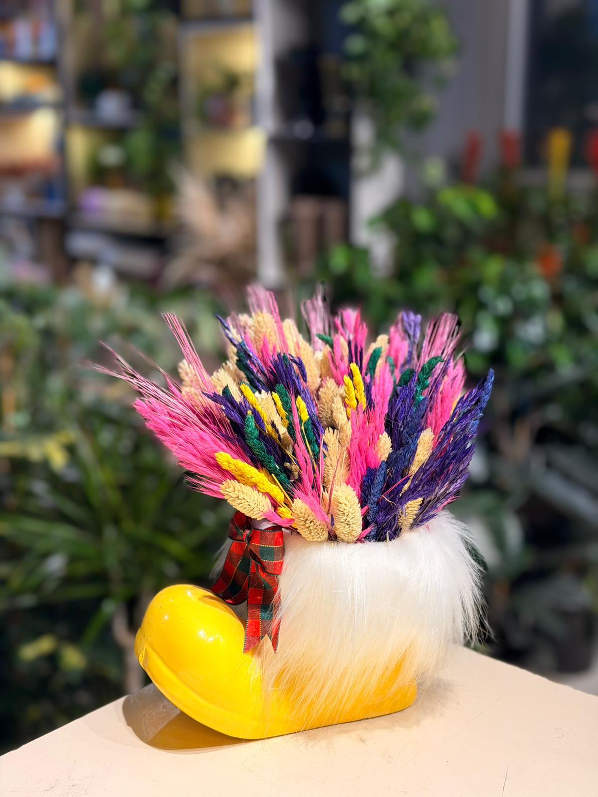 Sarı Çizme Seramik Kuru Çiçek