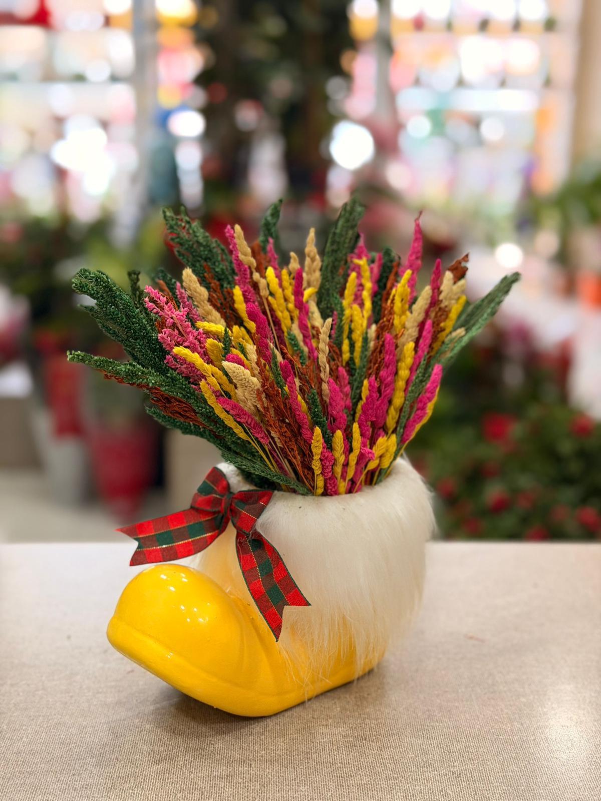 Sarı Çizme Seramik Kuru Çiçek