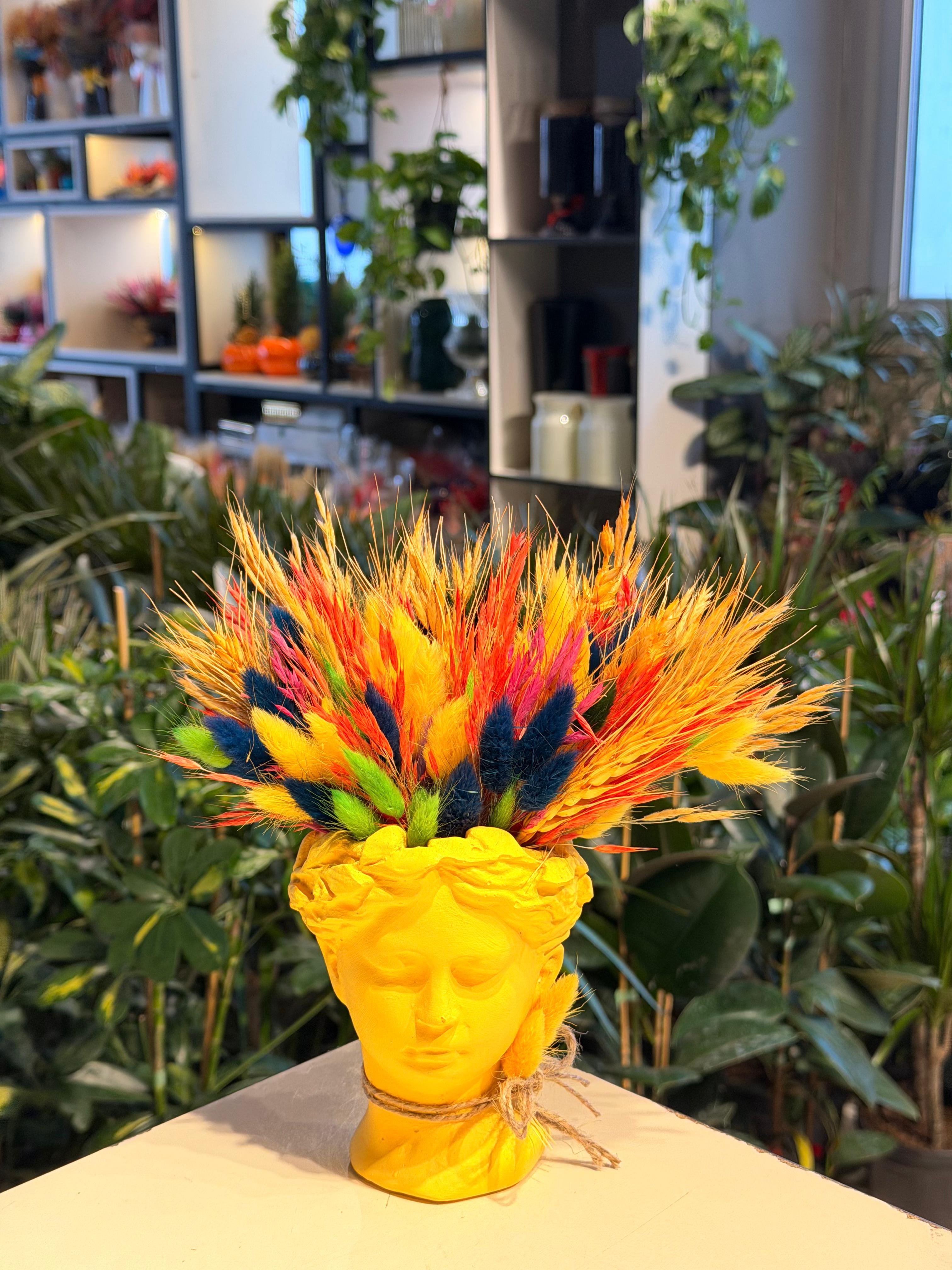 Sarı Küçük Helen Seramik Kuru Çiçek