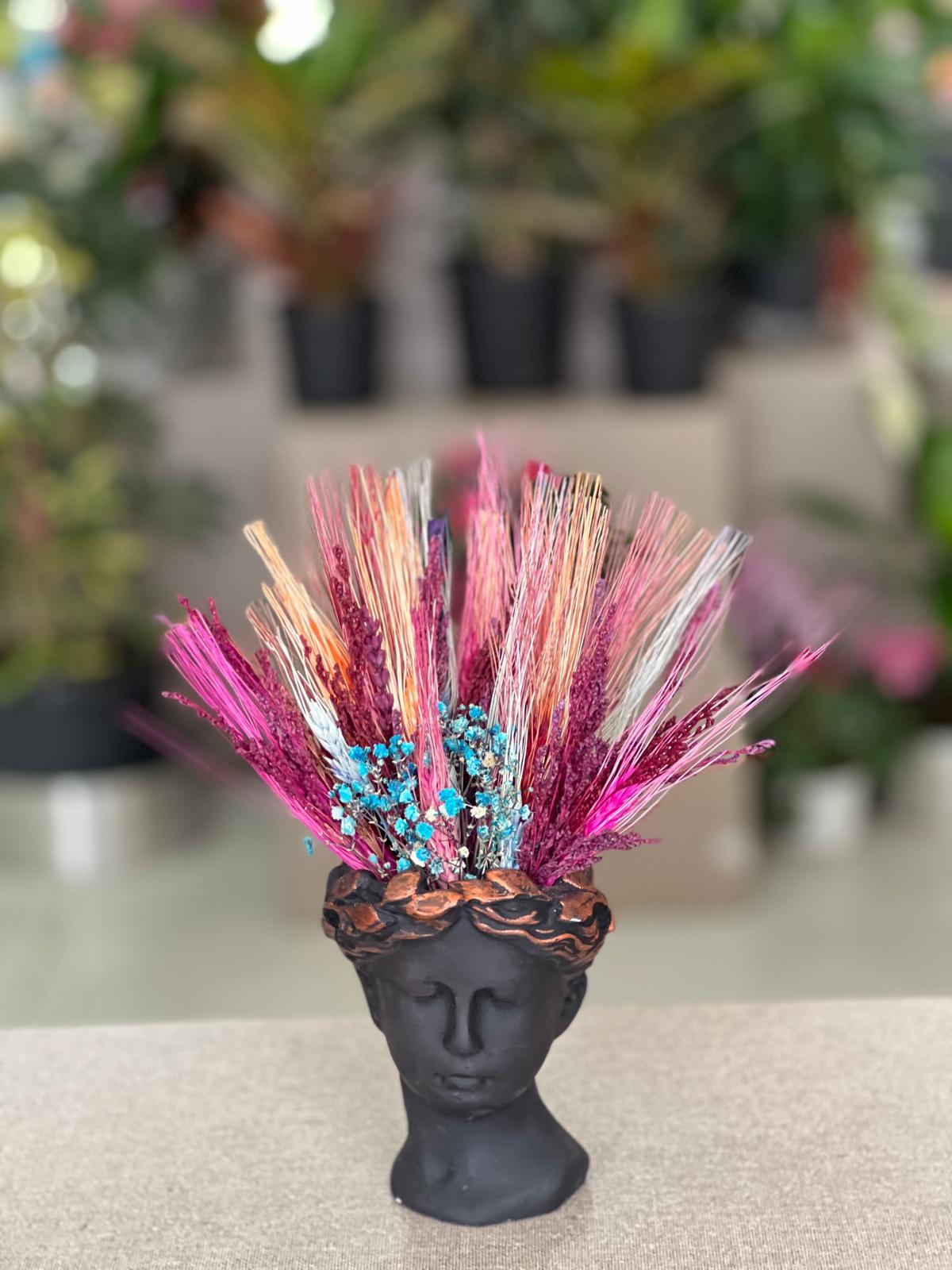 Siyah Küçük Helen Seramik Kuru Çiçek