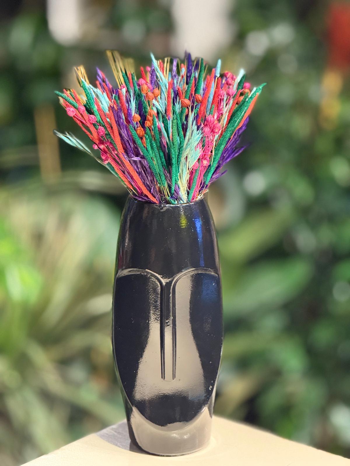 Siyah Vazo Seramik Kuru Çiçek