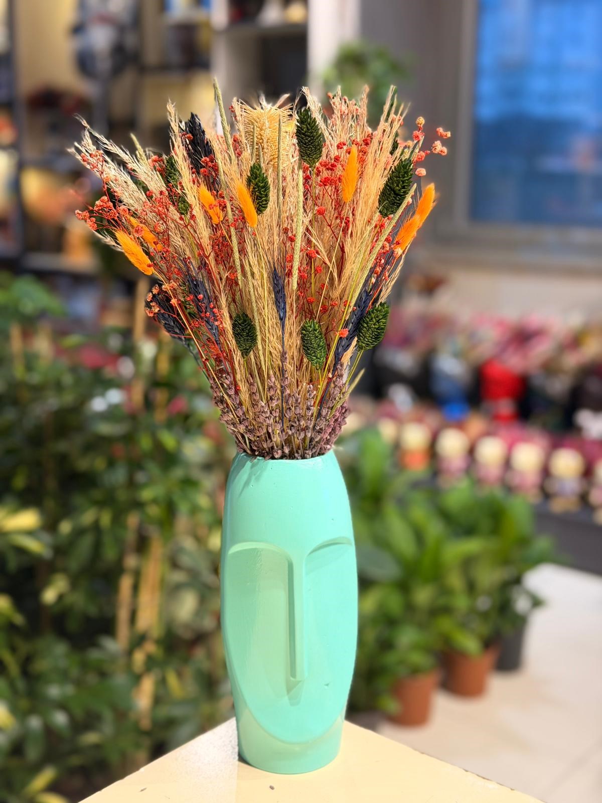 Su Yeşili Vazo Seramik Kuru Çiçek