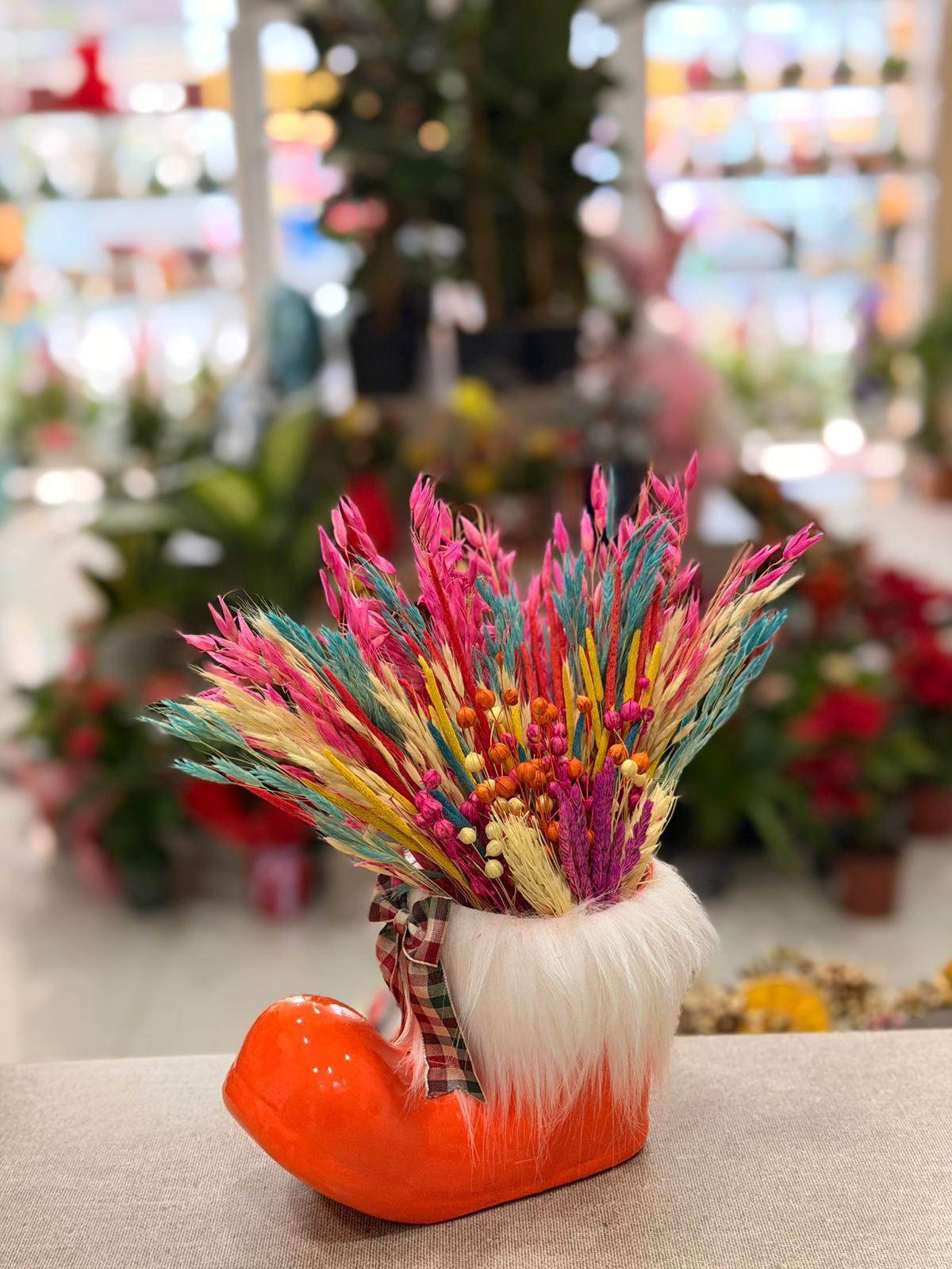 Turuncu Çizme Seramik Turuncu Kuru Çiçek