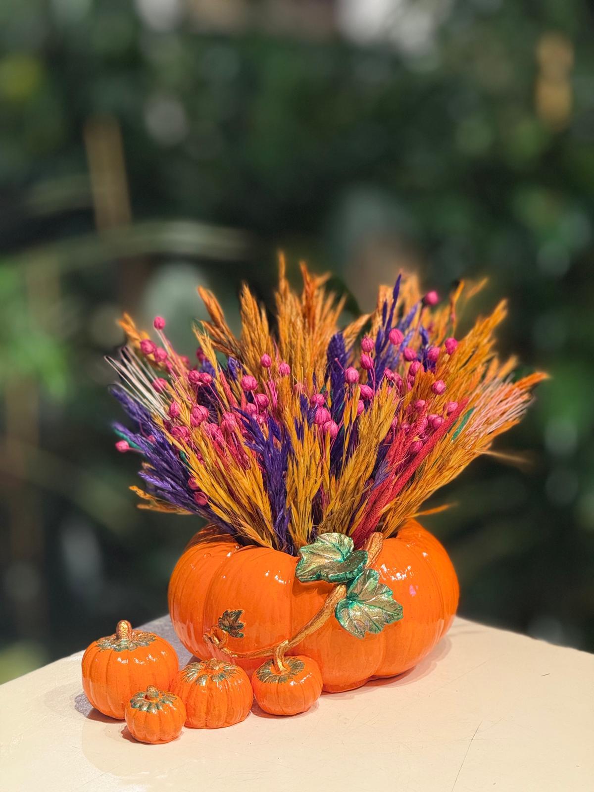 Turuncu Kabak Seramik Kuru Çiçek