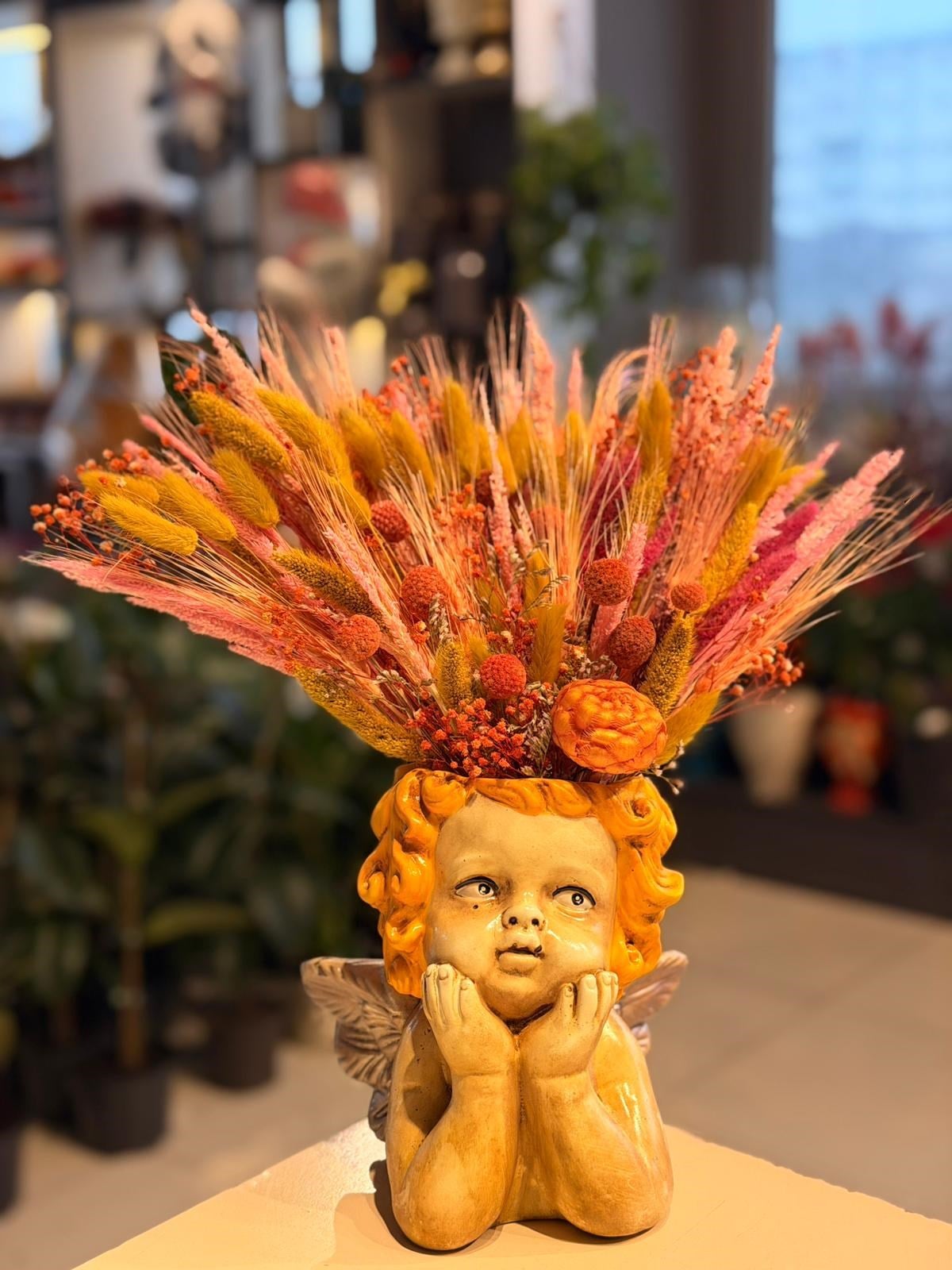 Turuncu Melek Seramik Kuru Çiçek