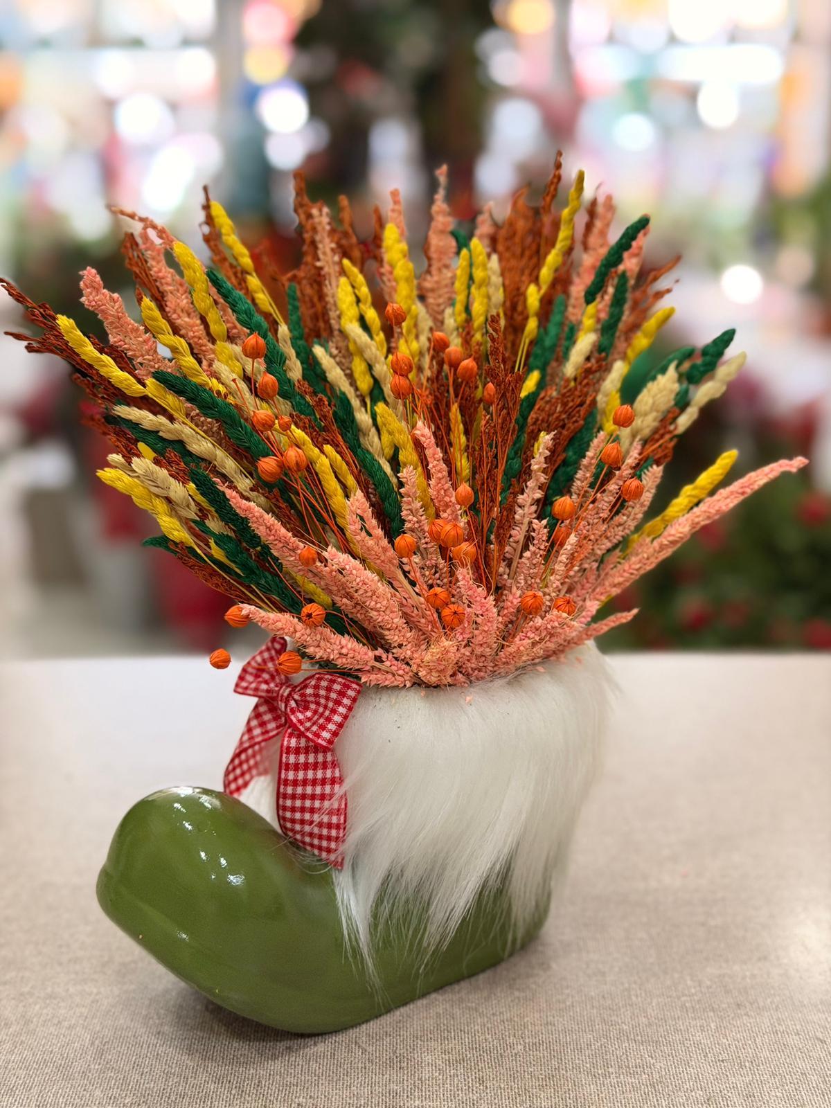 Yeşil Çizme Seramik Kuru Çiçek