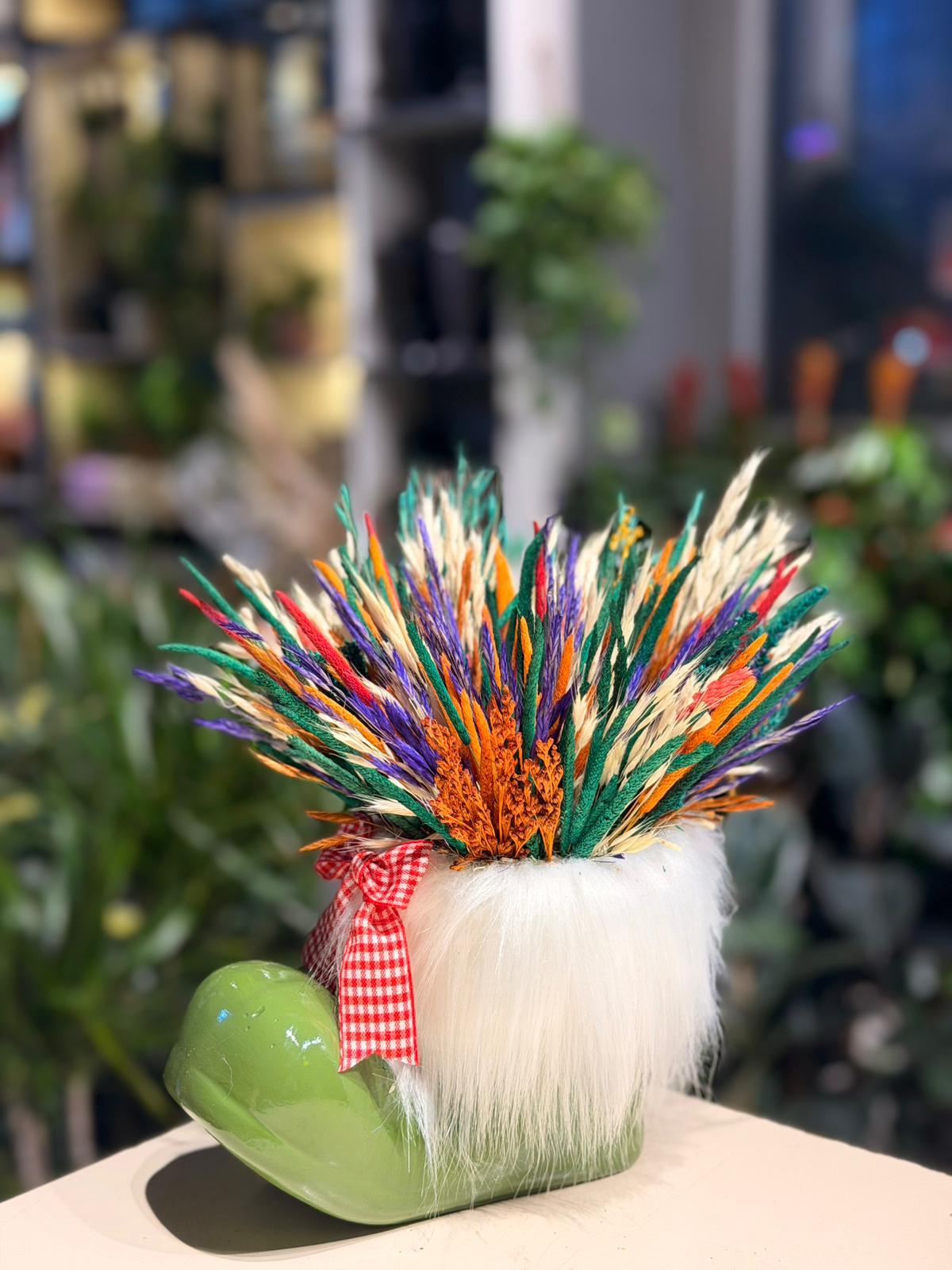 Yeşil Çizme Seramik Kuru Çiçek