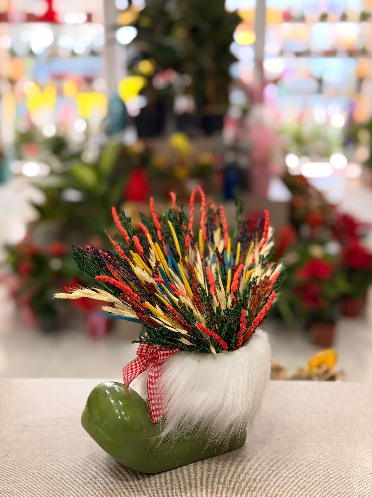 Yeşil Çizme Seramik Yeşil Kuru Çiçek