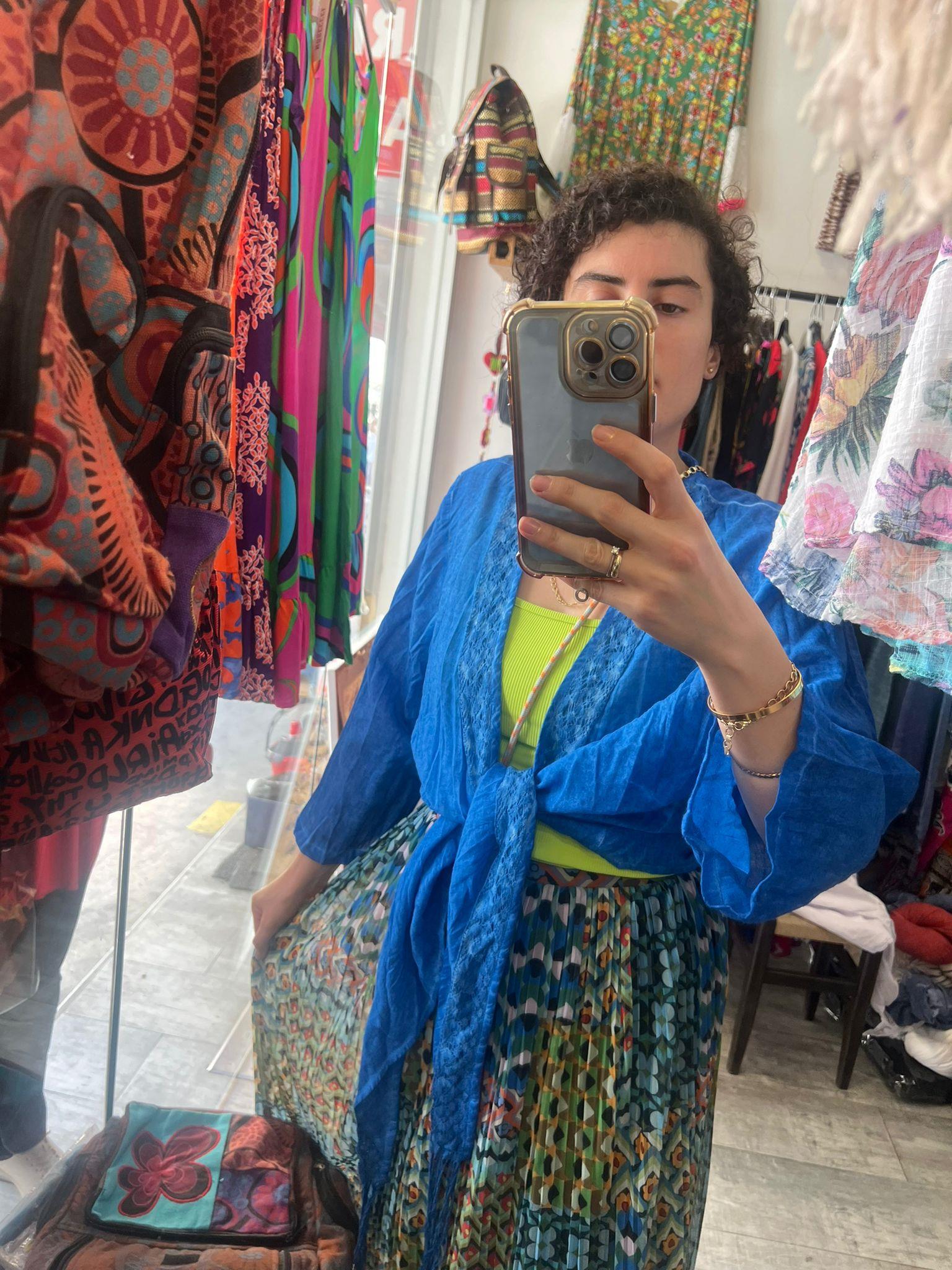 İşleme Detaylı Bolero Mavi