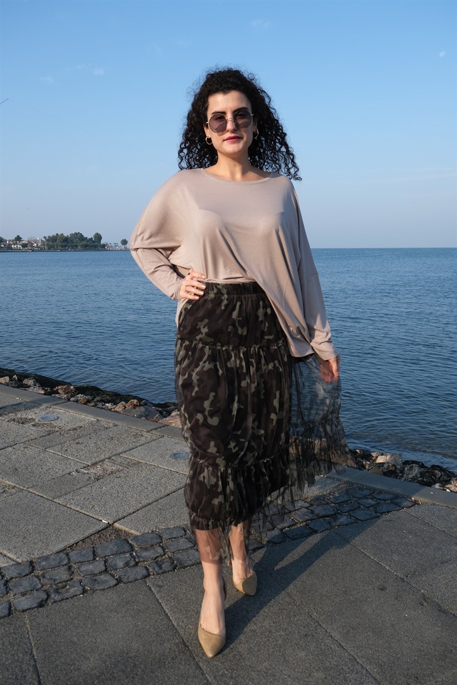 Kamuflaj Desenli Tül Etek