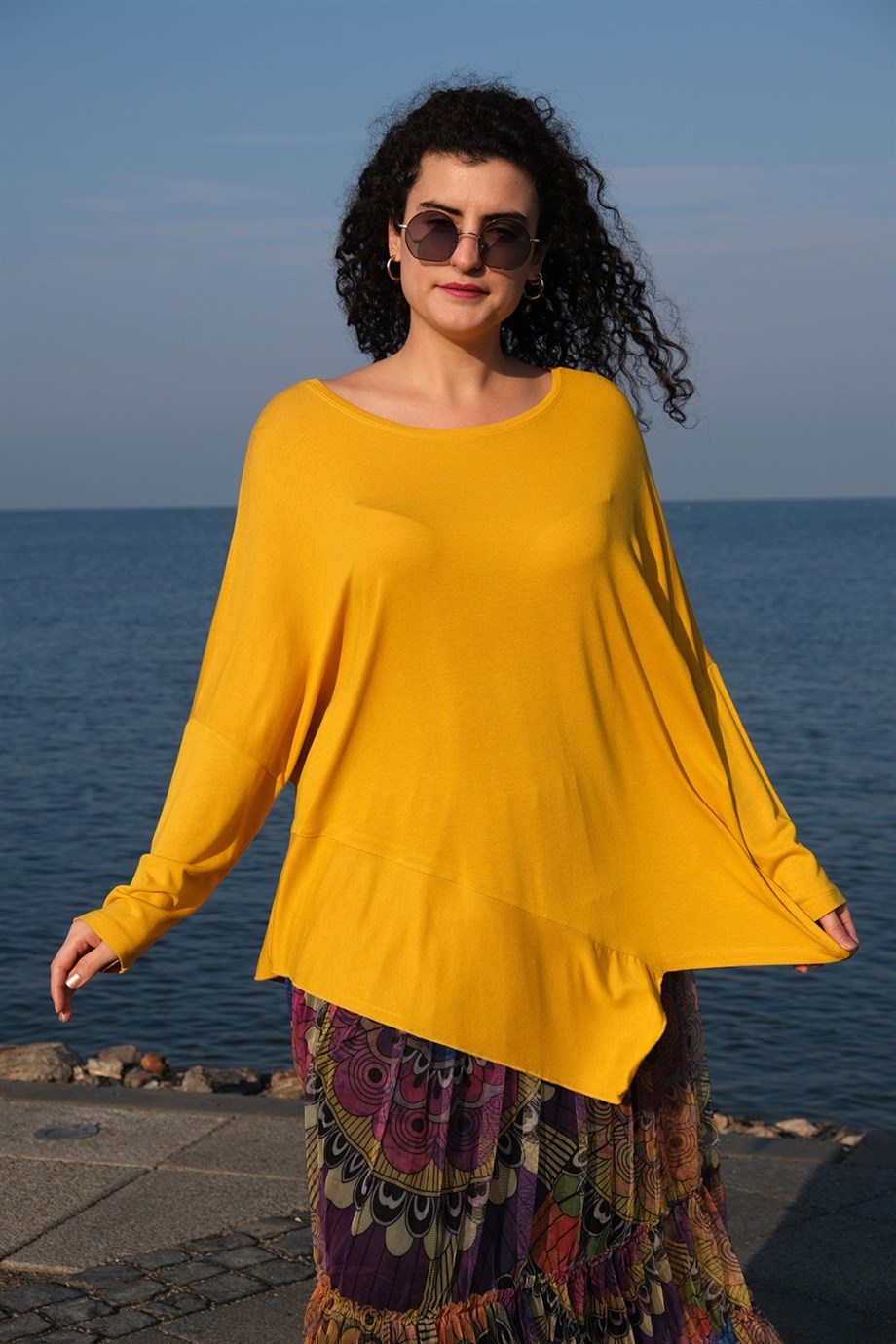 Dirsek Kol Sarı Bluz