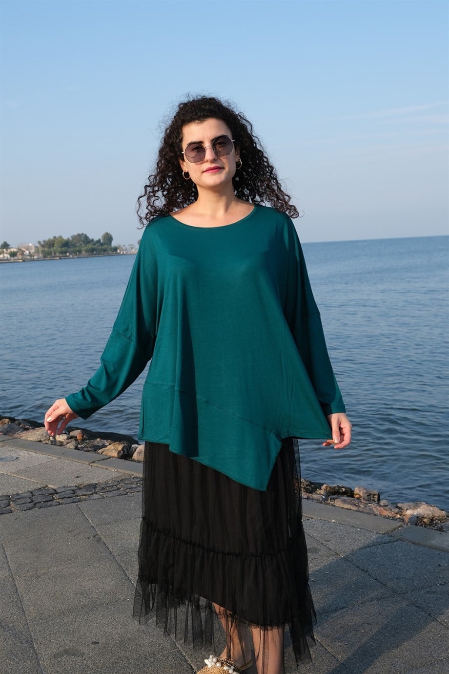 Dirsek Kol Yeşil Bluz