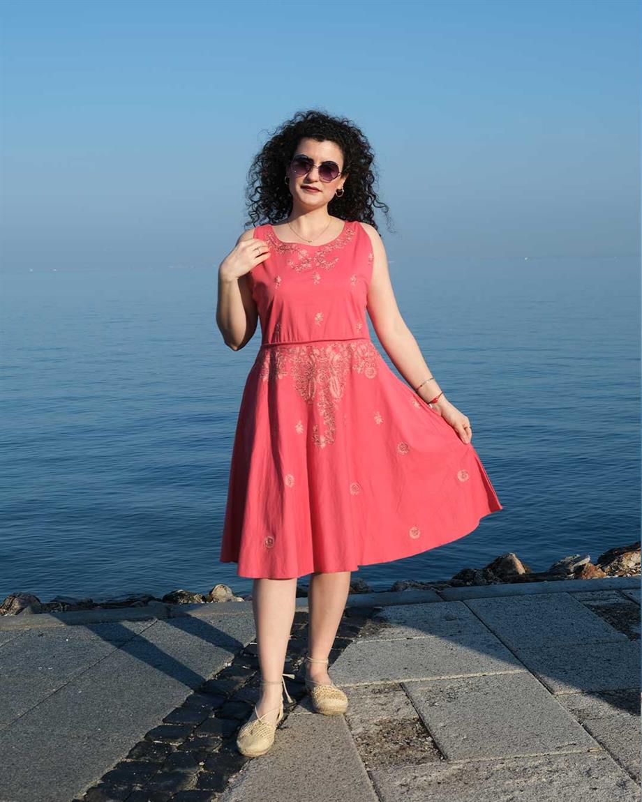 Ham Pamuk Pembe Elbise