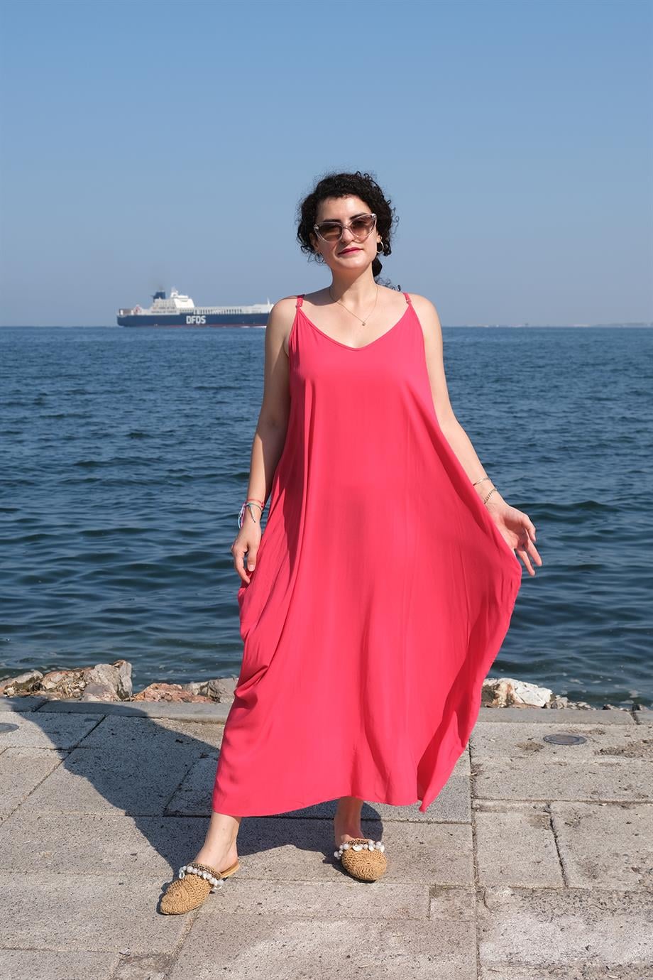Kayın Lifinden Üretilen Askılı Elbise Pembe