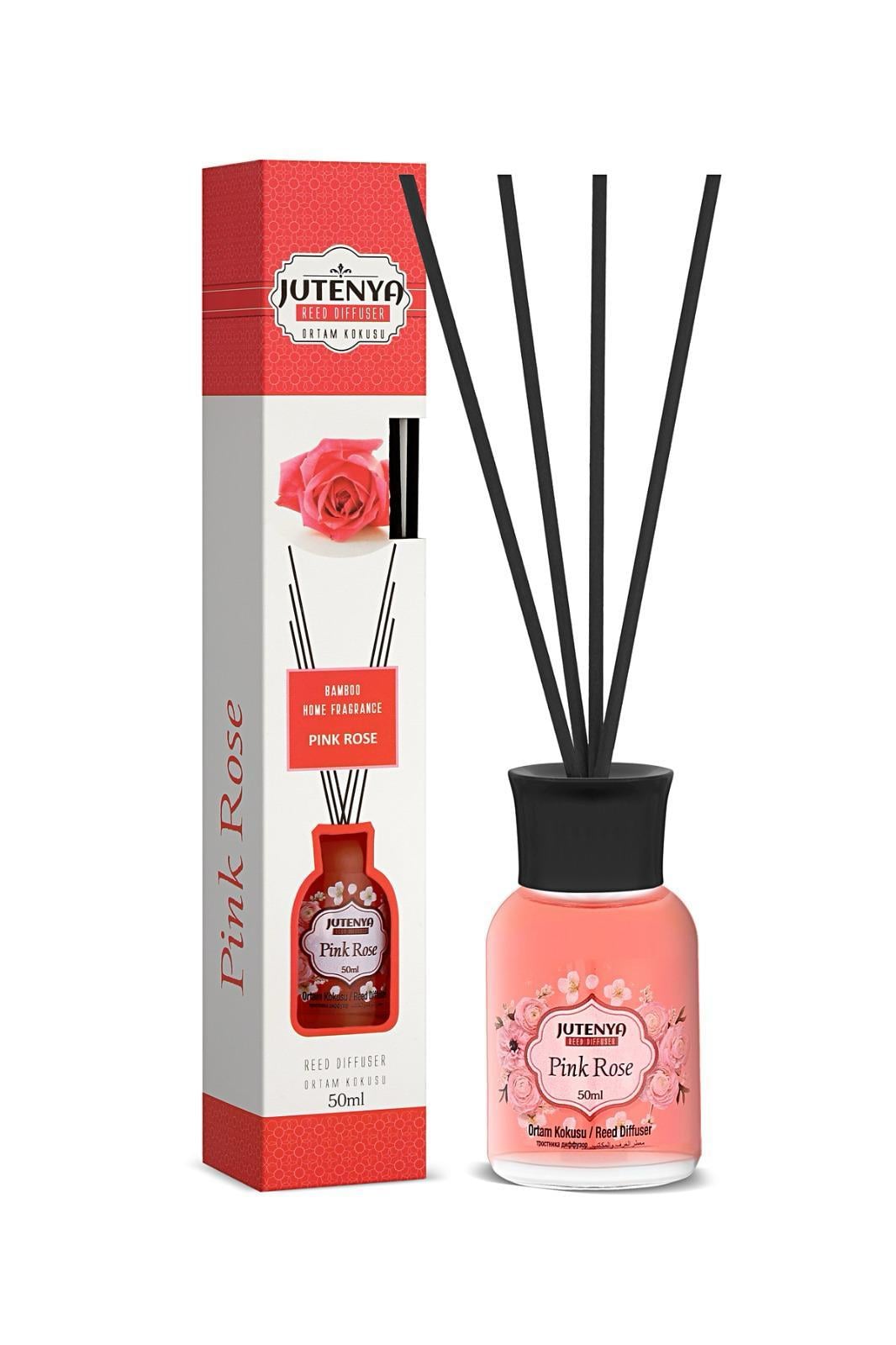 Pembe Gül Kokulu Bambu Çubuk Oda Kokusu, Ofis, Banyo, Mutfak 50 Ml