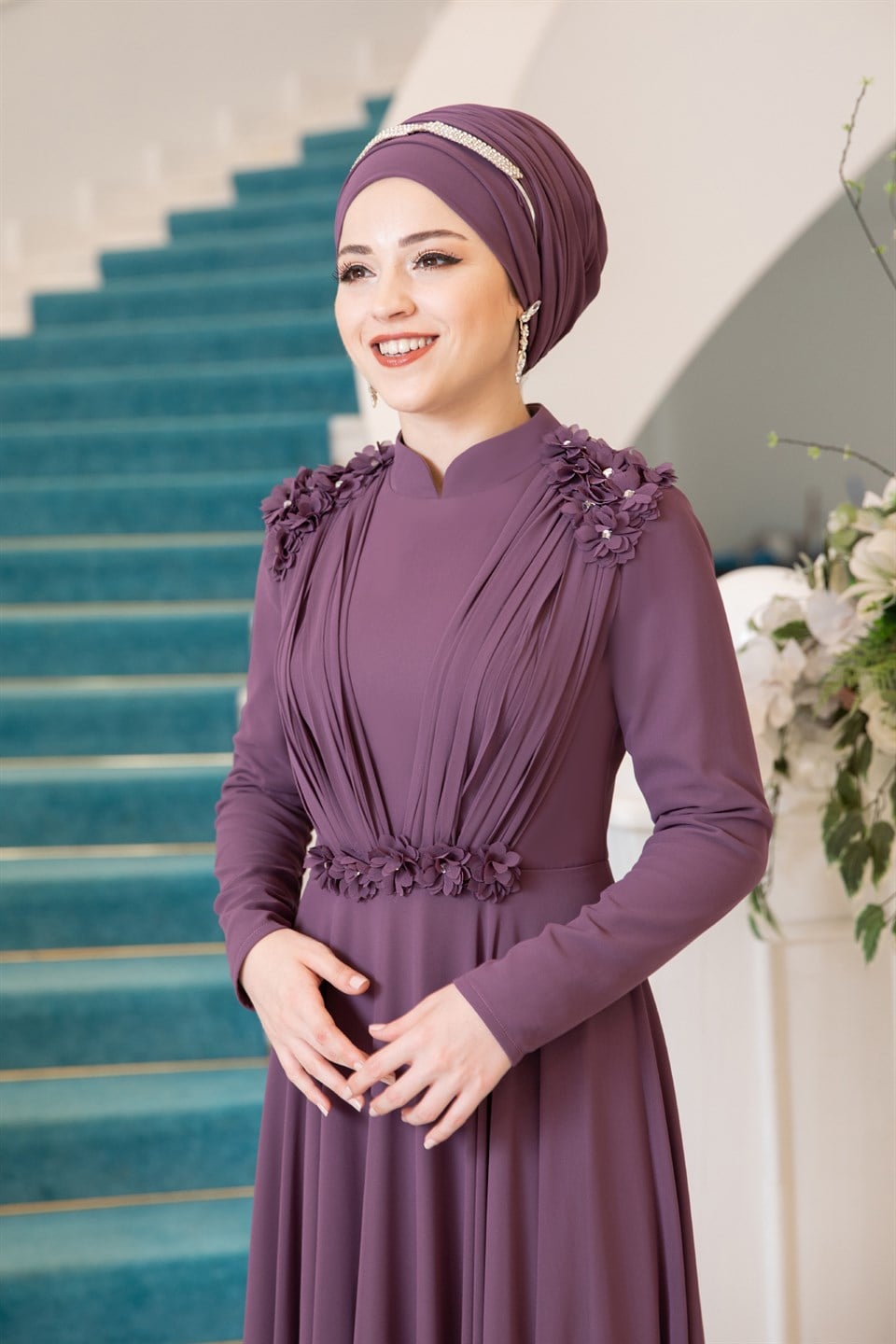 Asya Tesettür Abiye Gül Kurusu