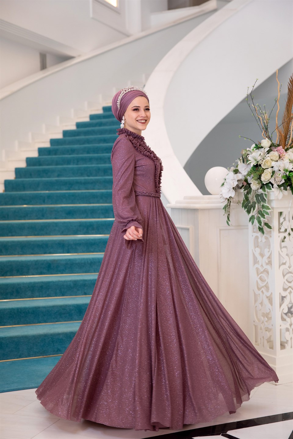 Çıtır Tesettür Abiye Gül Kurusu