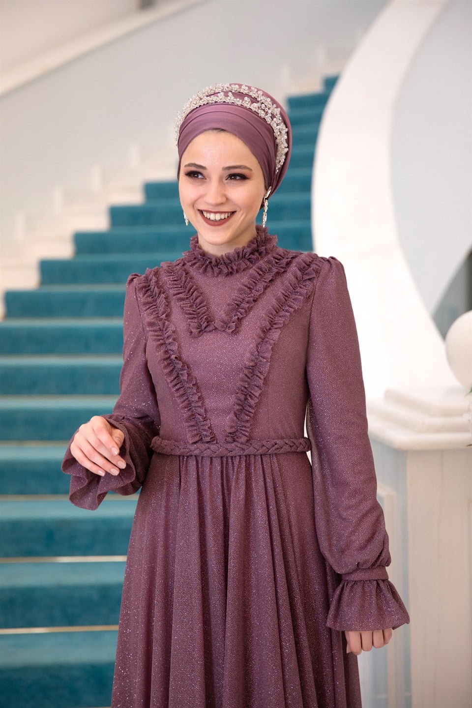 Çıtır Tesettür Abiye Gül Kurusu