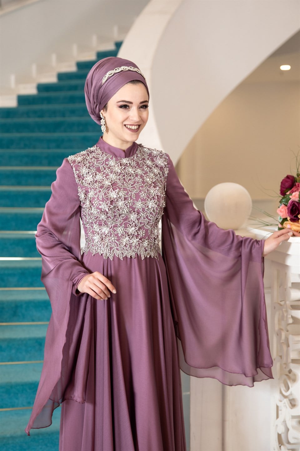 Gözde Tesettür Abiye Gül Kurusu