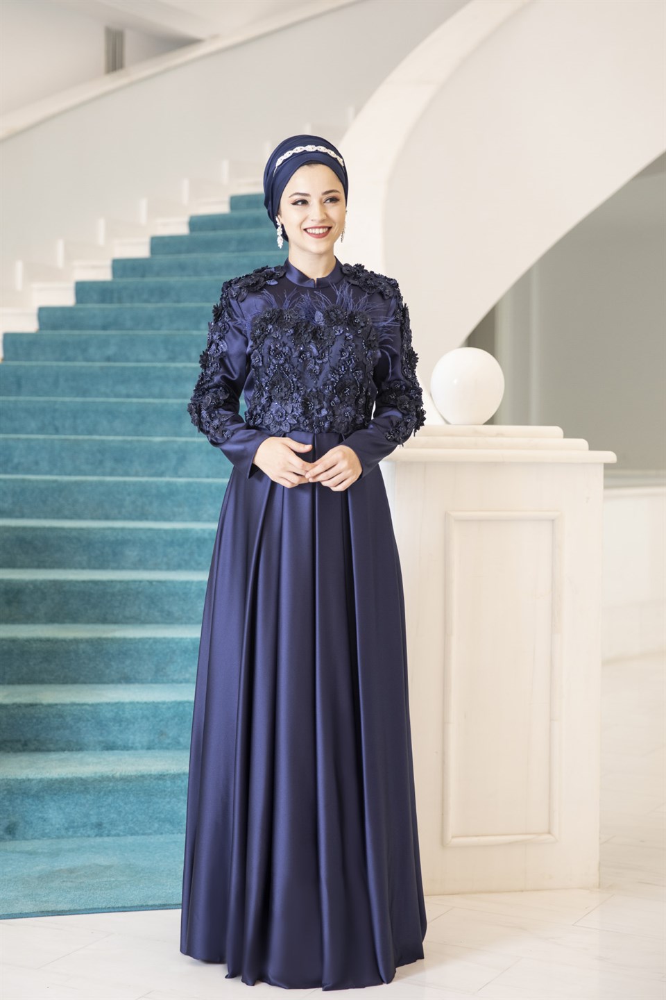 Lady Tesettür Abiye Lacivert