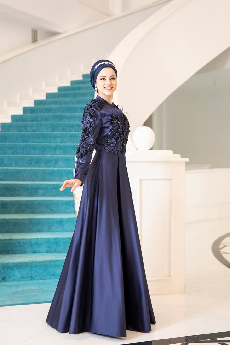 Lady Tesettür Abiye Lacivert