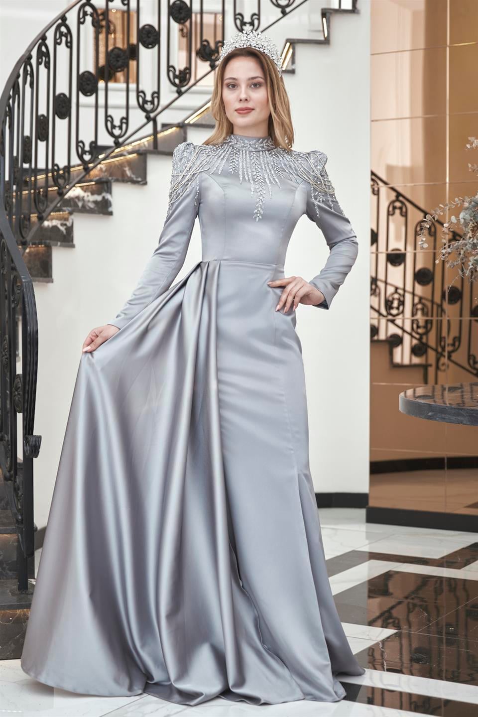 Zehra Tesettür Abiye Silver