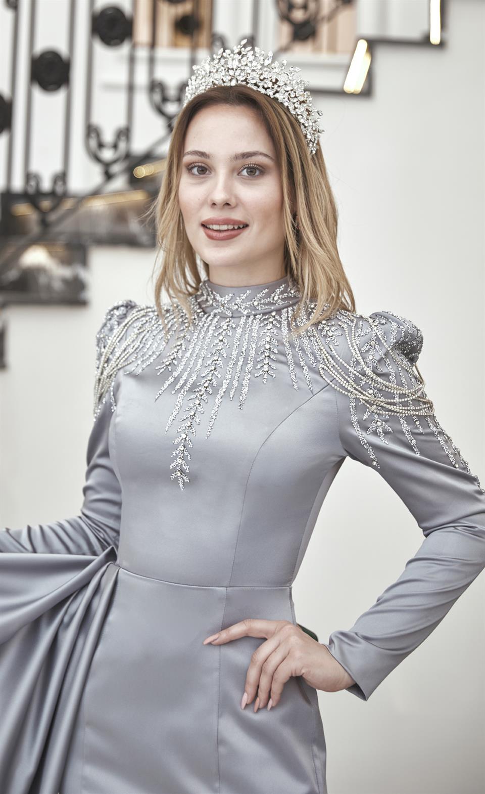 Zehra Tesettür Abiye Silver