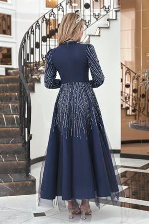 Linda Tesettür Abiye Lacivert