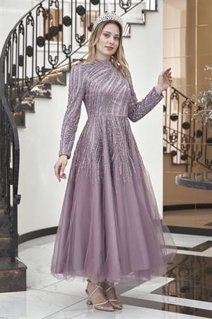 Anna Tesettür Abiye Lavanta