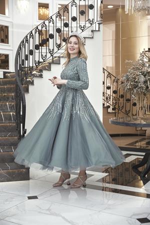 Anna Tesettür Abiye Petrol