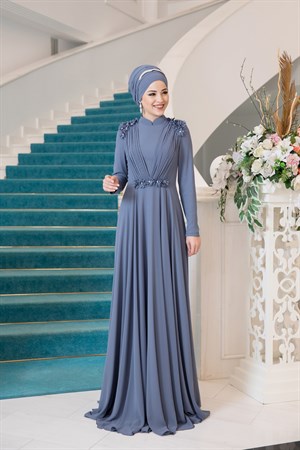 Asya Tesettür Abiye İndigo