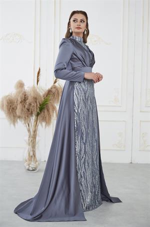 Bella Tesettür Abiye Antrasit