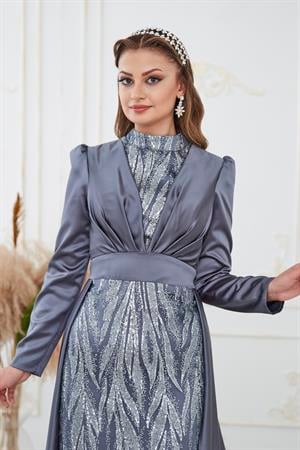 Bella Tesettür Abiye Antrasit