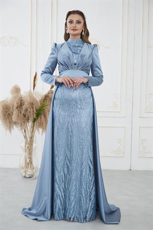 Bella Tesettür Abiye Mavi