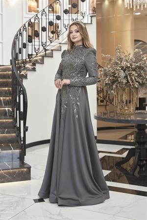 BerrakTesettür Abiye Antrasit