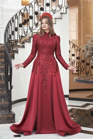 BerrakTesettür Abiye Bordo