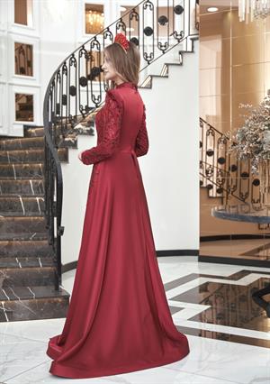 BerrakTesettür Abiye Bordo