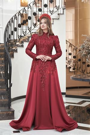 BerrakTesettür Abiye Bordo