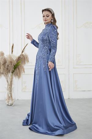 BerrakTesettür Abiye İndigo