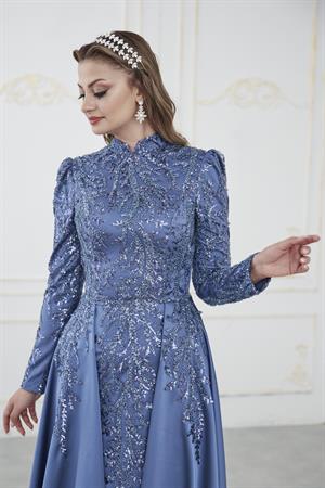 BerrakTesettür Abiye İndigo