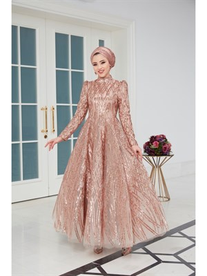 Beylem فستان سهرة حجاب ذهب