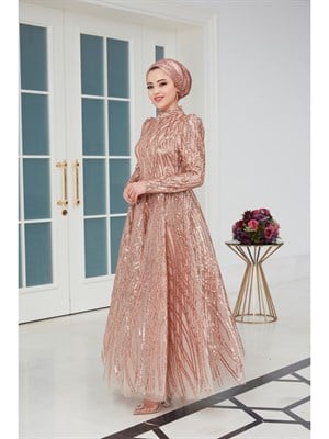 Beylem فستان سهرة حجاب ذهب