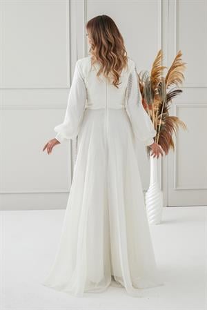 Çağla Tesettür Abiye Ekru